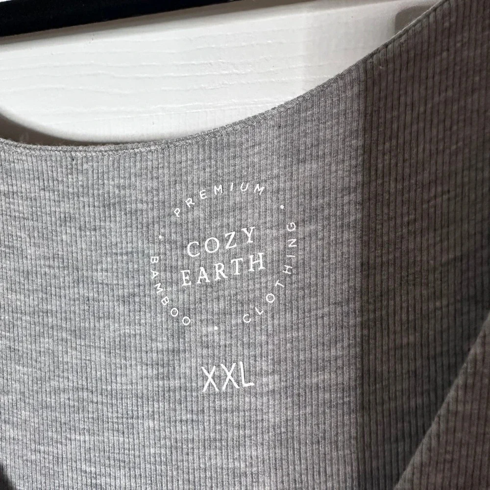 Cozy Earth Premium Bamboo Ribbed V-Neck Tank‎ Dress Sleeveless  Gray